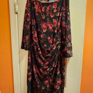 CHAPS Dress, size XL Red/Plum print